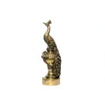 Kalarambh Bharat Haat Yellow Brass Peacock Statue Handicraft Art 6.35 x 7.62 x 26.67 cm