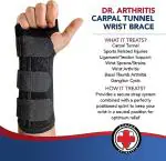 DOCTOR ARTHRITIS Dr. Arthritis Doctor Developed Copper Wrist Brace/Wrist Wrap/Carpal Tunnel/Wrist Support/Wrist Splint/Hand Brace -F.D.A. Medical Device & Doctor Handbook-Night Support for Women Men (Right)