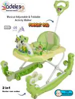 Odelee Green Musical Baby 2 in 1 Rocker cum Activity Walker with Adjustable Height & Parental Rod (6-18 M)