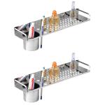 Sellzy Stainless Steel Bathroom, Bathroom Shelf Tray With Tumbler - Pack Of 2