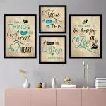 Vasl Paper Black Motivational Quotes Framed Wall Posters - 11 X 14 Inch (Pack Of 4)