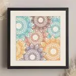 Kagaz Kala - Mandala Art Wall Poster - Mandalam Wall Decor - Lipan Art Wall Poster Frame - 8x8 inches Square Framed Poster (Style 7)
