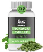 Holy Natural Organic Moringa Tablet (120 Tables), Known as Moringa Oleifera, Drumstick, Horseradish, Miracle, Ben, and Shigru tree leaf powder tablet. For Skin, Hair, and Good Health (500mg/Tab).