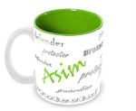 Jiya EnterpriseTuelip Green Ceramic Customize Name Asim Printed Coffee Mug - 350 ML