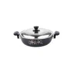 Kashvi Cast Iron Ceramic Hard Anodized Induction Friendly Non Stick Kadai with Lid