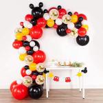 Orama Mickey Mouse Birthday Decoration Balloon Garland Kit Set - 65Pcs For Balloon Set for Birthday Decoration - Red and Black Balloons for Decoration (Multi Color) (Red, Black,Yellow, White)