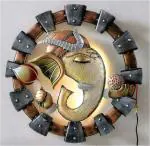 KRA KRAFTEE Metal Iron (GANESH LOTUS) Decorative Wall Art /Sculpture for Home Living Room /Bedroom /Hotels /Office/ Café etc. Size (20*2*20 INCH - Multicolor)