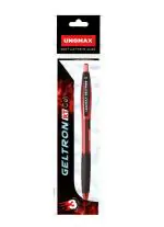 UNOMAX Geltron Retractable Gel Pen Pack of 20 (Red) | Professional Ergonomic Design for Daily Use, Exam-Friendly | Retractable Convenience, Quick-Drying Precision, Affordable, Smooth Writing