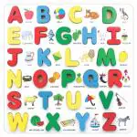 Aditi Toys Wooden Alphabet Board for Kids, 3D Wooden Letter Blocks, Wooden Capital Alphabet Puzzle Board with Picture for Kids Above 3 Years