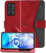 Autofocus Faux Leather Back Case Flip Cover for Realme GT Master Edition with ID Card Slot | Foldable Stand | 2 Card Slot | 1 Cash Slot | Magnetic Closure - Executive Red, 22720