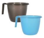kuber industries Black and Sky Blue Plastic Strong and Great Bathroom Mug Pack of 2