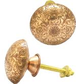 Buckler Brass Copper, Gold Handcrafted Matte Finish Knobs Cabinet Handle (Pack Of 2)