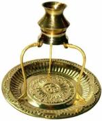 SBBCO Brass Pooja Plate Thali with Shivling Stand and Abhishek Lota Kalash Brass Brass Kalash (Gold) Brass Kalash. Decorative Showpiece - 10 cm (Brass, Gold)