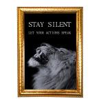 Hawai Motivational Quote Stay Silent Let Your Action Speak Photo with Synthetic Wood Frame for Home, Office, Café and Restaurant Décor | Size- 36x26x2cm | SFDI00627_GLD