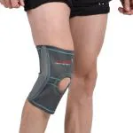 Accusure Grey Knee Support Open-Patella Brace For Arthritis With Adjustable Strapping (XL)