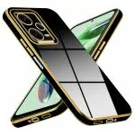 Mr Case 6D Chrome Back Cover Case For Redmi Note 12 5G | ( Gold Plated Frame | Glossy Backside -Black )