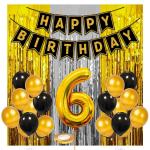 Zyozique 36 Pcs Combo 6th Birthday Party Decorations,Birthday Decorations kit for Boys 6th birthday,Baby Birthday Decoration Items 6 Year ,6th Birthday Decoration Items For Boys Gold & Black Birthday Decoration