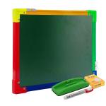 KIVA Non Magnetic Plastic Duster Color Full Border 2x3 Feet Whiteboard With 1 Marker , 1 Duster & 1 Chalk Box ( Green , White ) (60X81 CM)