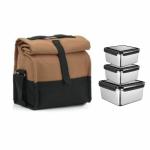 Femora Square Stainless Steel Lunch Box with Camel Bag (Set of 3)