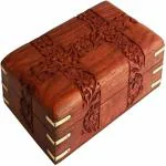 GURU JEE Wooden Jewellery Box Hand Carvings Designs Keepsake Storage Organizer Handmade Decorative Trinket Holder Gifts