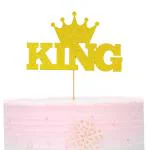 Zyozique King Cake Topper 1st Birthday Decoration for Baby Boys,King and Crown One First Birthday Cake Topper for Party Decorations Kits (Gold)