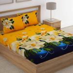 Homdazal Yellow Microfiber Flat Double Bedsheet With Pillow Covers (Pack Of 3)