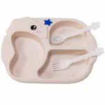 Adore Sea Horse - Plastic feeding plate with Spoon & Fork- Cream