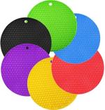 NETWET Round Silicone Large Trivet Mats and Hot Pads Set Heat Resistant||Non-Slip Pot Holders||Multifuntion Kitchen Tool Placemats Drink Coasters(Multi Color)(Pack of 6 pcs).