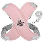 QpetsDog Harness Pink, V Neck Dog Leash Set for Big Medium Dog, Ajustable Dog Harness, Dog Vest Harness with Leash, Safe Reflective Strap Dog Belt (Suitable for 10-16 kg)