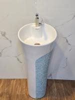 Clay Plus Designer One Piece Pedestal Damru Wash Basin