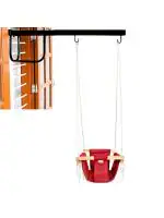 VParents Coster Swing for Kids with Hanging Metal Rod for Indoor Outdoor | jhula for Kids|Baby Garden Swing (8 Months to 3 Years) (Up to 15 kg) (Red)