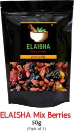 Elaisha Dried Mix Berries Blueberries, Cranberries, Strawberries, Goji Berries Berry Mix Assorted Fruit, 50 G