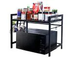 DRY LINE Microwave Oven Stand Adjustable Metal Shelf Rack with Hooks Kitchen Organizer Made in India