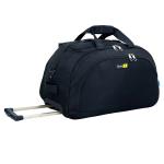 Skyline Black Polyester Men and Women 24 Inch Waterproof Luggage Travel Duffel Trolley Bag with 2 Wheels