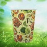 Paricott 90ml Green Tea Printed Disposable Paper Cups And Paper Glass for Office Use - 100 Pieces