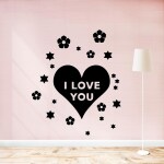 Ashamohar I Love You Stars Wall Stickers Home Decoration for Hall, Living Room Self Adhesive Sticker Black (Pack of 1)