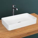 Plantex Platinium Tabletop Ceramic Rectangle Wash Basin/Countertop Bathroom Sink (White, 23.5 x 13.5 x 4.5 Inch)