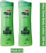 Simco Oxyveda Aloe Glow Body Lotion All Skin Types Daily Care Men and Women 500 ml (pack of 2)