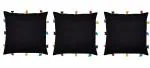 Lushomes Pirate Black with Colorful Tassels Cushion Cover 12 inch x 12 inch (Pack of 3)