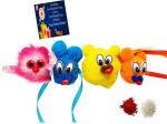Kavim Kids RAKHI 23501 Yarn Rakhi Set (Four Fabric emoji kids Rakhi with greeting card, roli chawl)