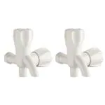 Imaashi Abs Plastic 2 in1 Wall Mounted Bib Cock Water Tap for Kitchen Bathroom Wash Basins (15 mm) Type PVC Taps Faucet for Hot and Cold Water-(Pack of 2)