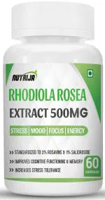 NutriJa Rhodiola Rosea Root Extract 500mg | Rosavins & 1% Salidrosides & Adaptogen Complex with Bioperine. (60 Capsules)|Rosea Root Extract Capsules