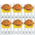 ecofynd Pack of 6, 12 Inches, Yellow Oval Balcony Railing Planter With Detachable Handle