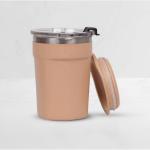 TURTLETALES Biocomposite Terra Sipper | The Eco-Chic Square Sipper for Sustainable Style | Keeps Your Coffee Hot for Hours | Peach Color | 350 ml | 11.5 cm
