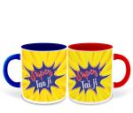 Whats Your Kick Set of 2 Super Tau Ji and Super Tai ji Printed Dark Blue and Red Ceramic Coffee Mug and Tea Mug 325ml