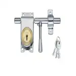 Link Rod Lock 8 inches| Stainless Steel Body| Brass Lever| 3 Silver Keys| Double Locking with 5 yrs Warranty