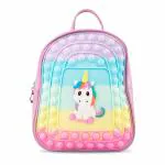SAEKOS Pop It Casual Backpack Synthetic & Silicon Casual Backpack for Kids, Waterproof Fabric Pop Fidget Stress Relief Toy Cute Unicorn Backpack, Daypack Rainbow Backbag Schoolbags for Girls Kids (Multi-Colour)