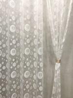 Skirmish Floristry Heavy Quality Premium White Cricle Floral Pattern Polyester Window Curtains 182 x 121 cm (FR-Net- 6 feet Pack of 1-White-Cricle)