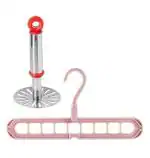 Stainless Steel Pav Bhaji Masher With Plastic Multi Hanger and Multicolour, Pack of 2
