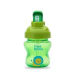 BeeBaby Flippy Soft Silicone Straw Sippy / Sipper Cup 150 ML / 5 Oz. 6M+ | Leak Proof, Bpa Free, Easy Grip. (Green)